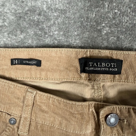 NWT Talbots Pants Women's 14 Beige Corduroy Straight Leg Flawless Five Pocket - Picture 3 of 8